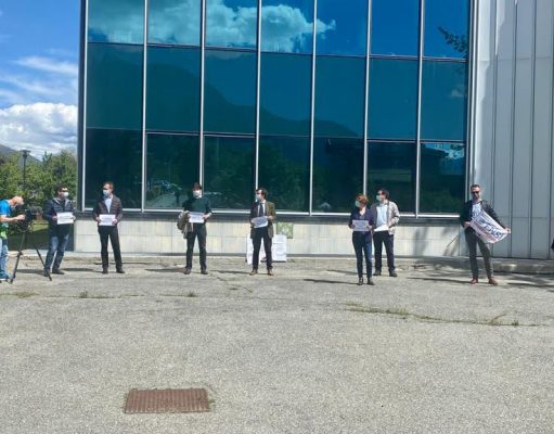 La manifestazione dell'Usigrai e della Fnsi a Saint-Christophe